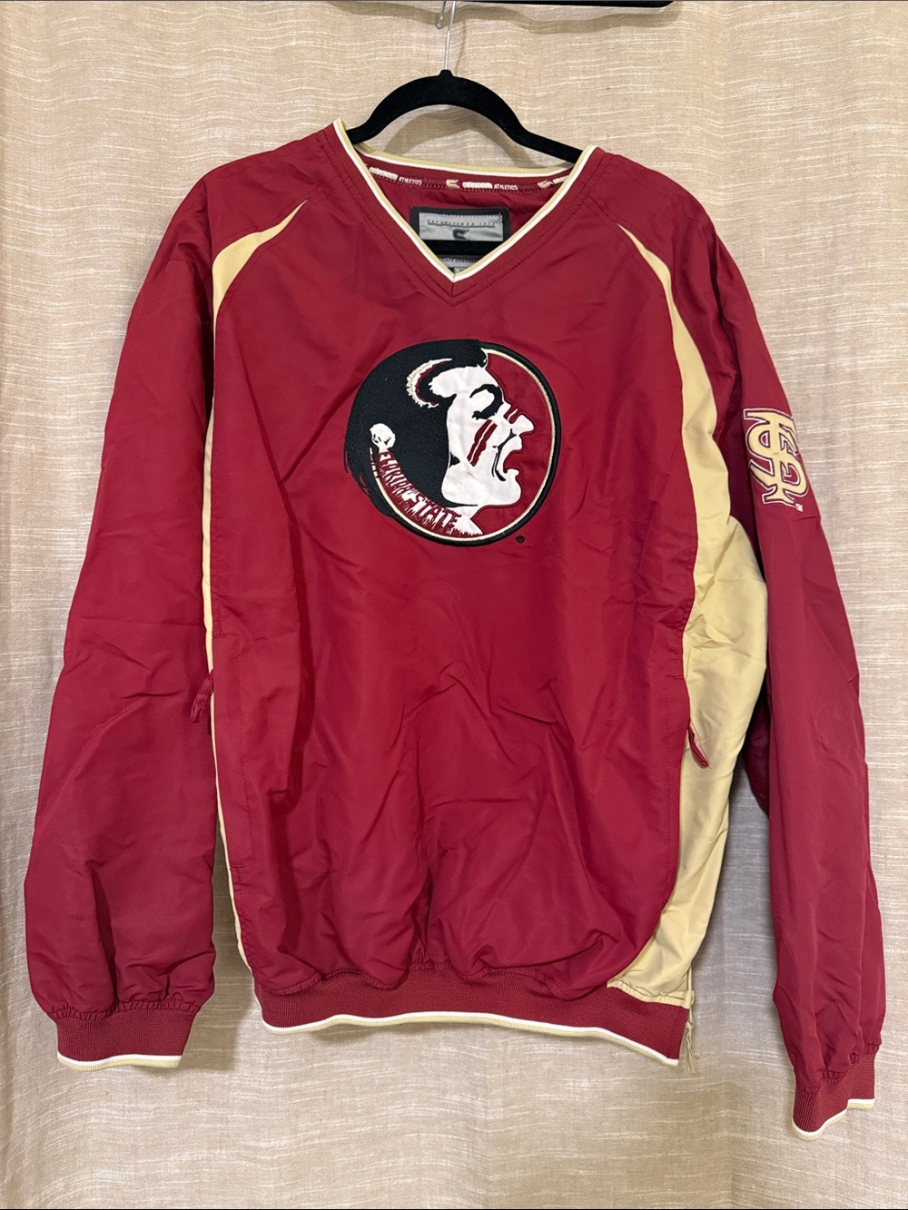 Colosseum Men's V-Neck Sweater in Garnet and Gold (old logo)